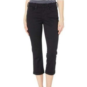 NYDJ Women's Jeans Black USA Size 2 Roll-Hem Chloe Cropped Stretch